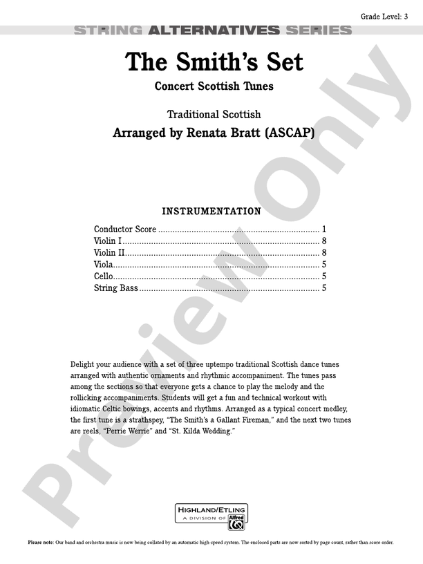 The Smith's Set – String Orchestra Conductor Score & Parts (Digital Download)