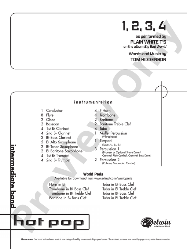 1, 2, 3, 4 - Concert Band Conductor Score & Parts (Digital Download)