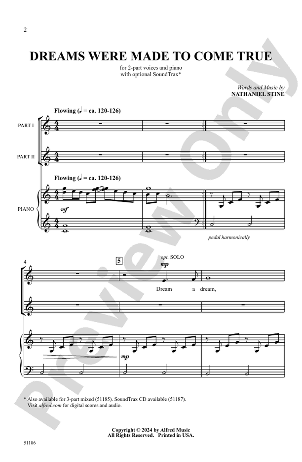 Dreams Were Made to Come True - 2 Part Treble Choral Octavo (Digital Download)
