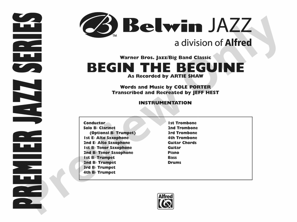 Begin the Beguine (Arr. Jeff Hest) - Jazz Ensemble Conductor Score & Parts (Digital Download)
