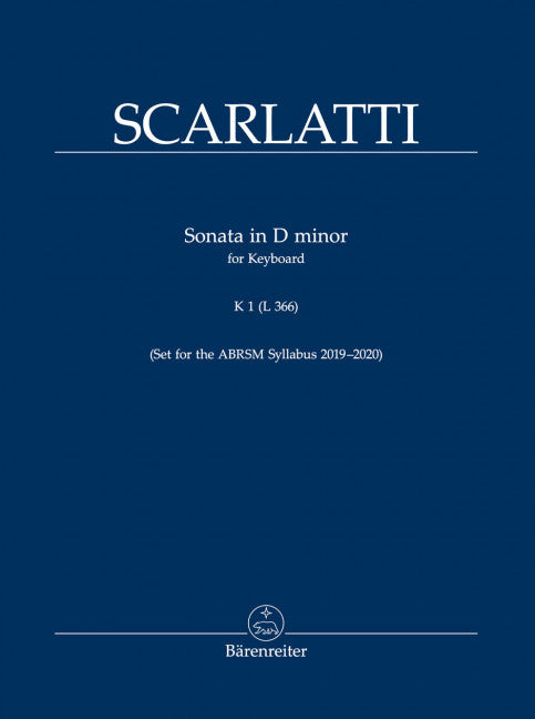 Sonata in D Minor K 1 L366 for Keyboard - Scarlatti Domenico Barenreiter BA6588