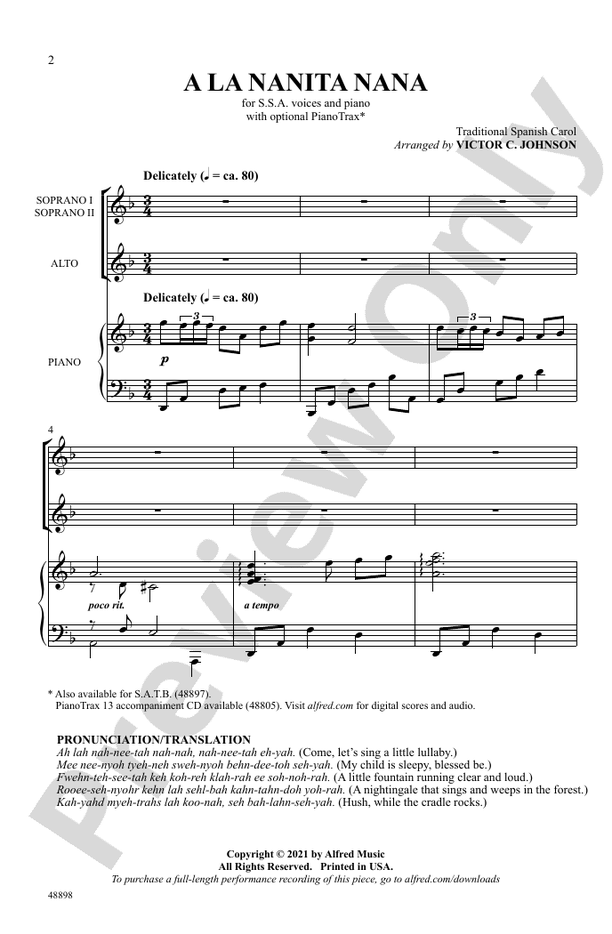 A La Nanita Nana - SSA Choral Octavo (Digital Download)