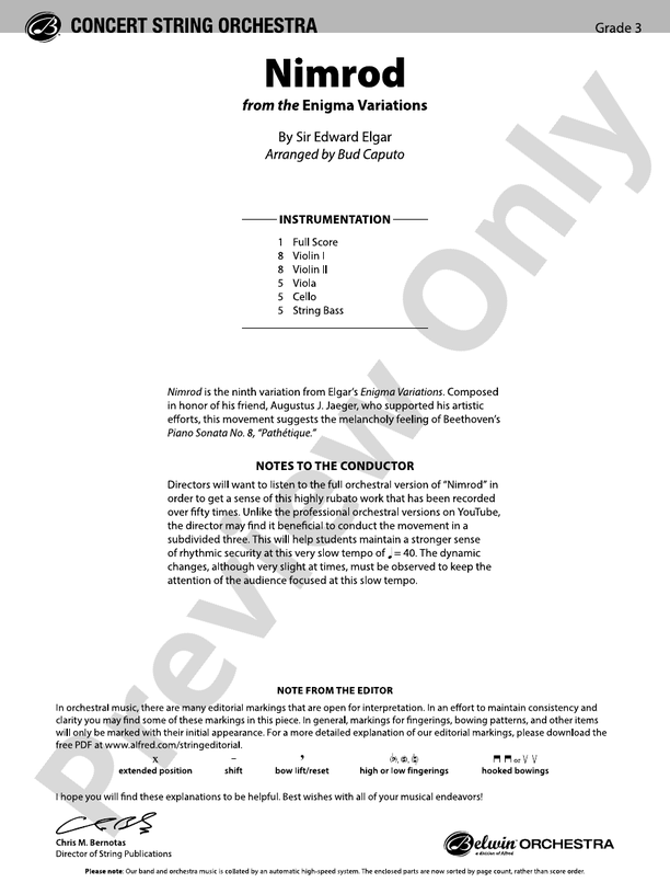 Nimrod - String Orchestra Conductor Score & Parts (Digital Download)