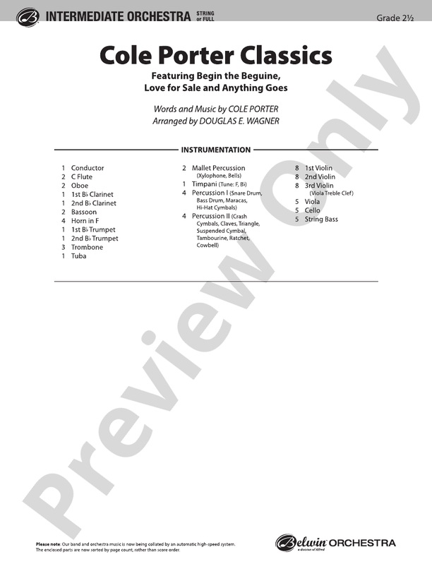 Cole Porter Classics – Full Orchestra Conductor Score & Parts (Digital Download)