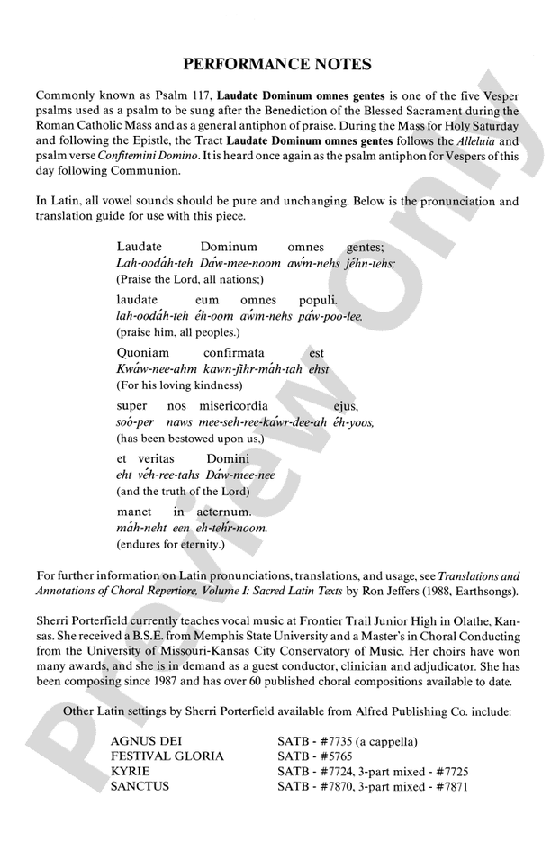 Laudate Dominum - Sherri Porterfield – SATB Choral Octavo (Digital Download)