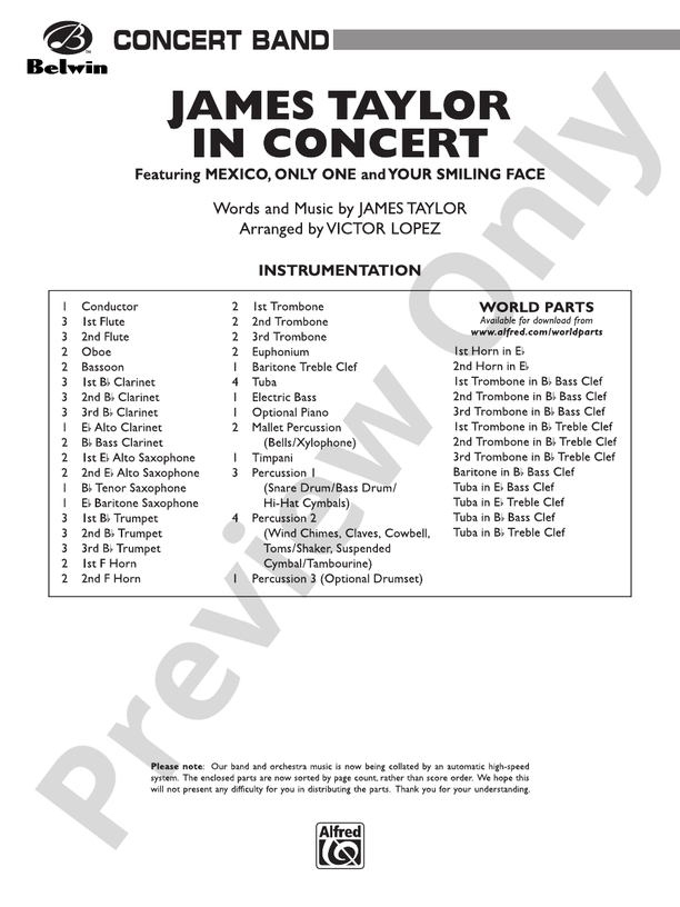 James Taylor in Concert - Concert Band Conductor Score & Parts (Digital Download)