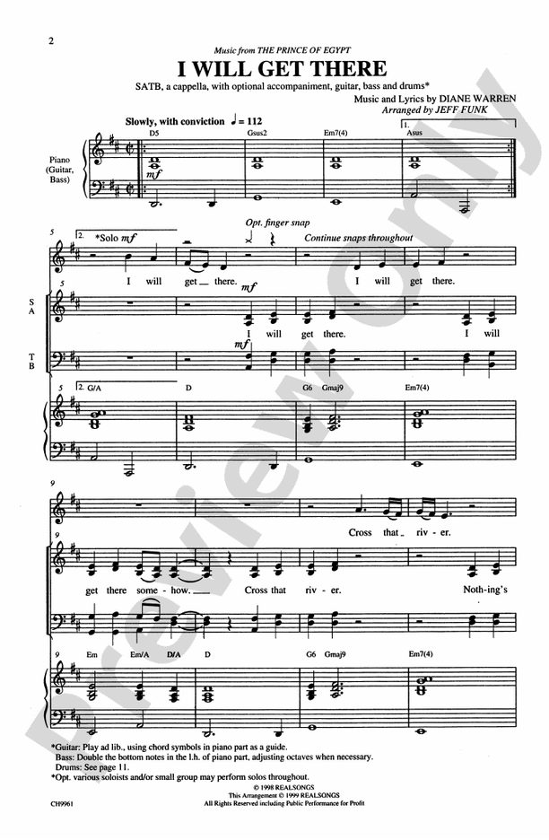 I Will Get There (from The Prince of Egypt) – SATB Choral Octavo (Digital Download)