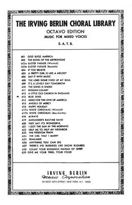Blue Skies - Irving Berlin - SATB Charles Boutelle Hal Leonard Choral Score Octavo