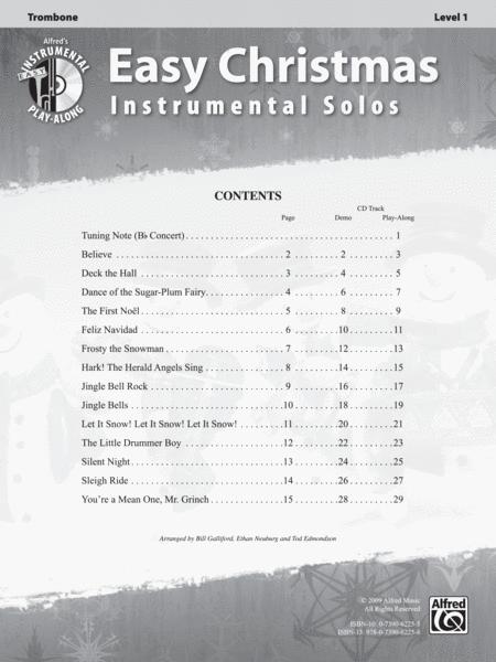 Easy Christmas Instrumental Solos Trombone Book/CD