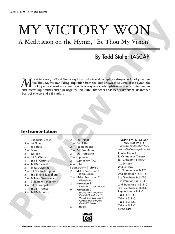 My Victory Won - Concert Band Conductor Score & Parts (Digital Download)