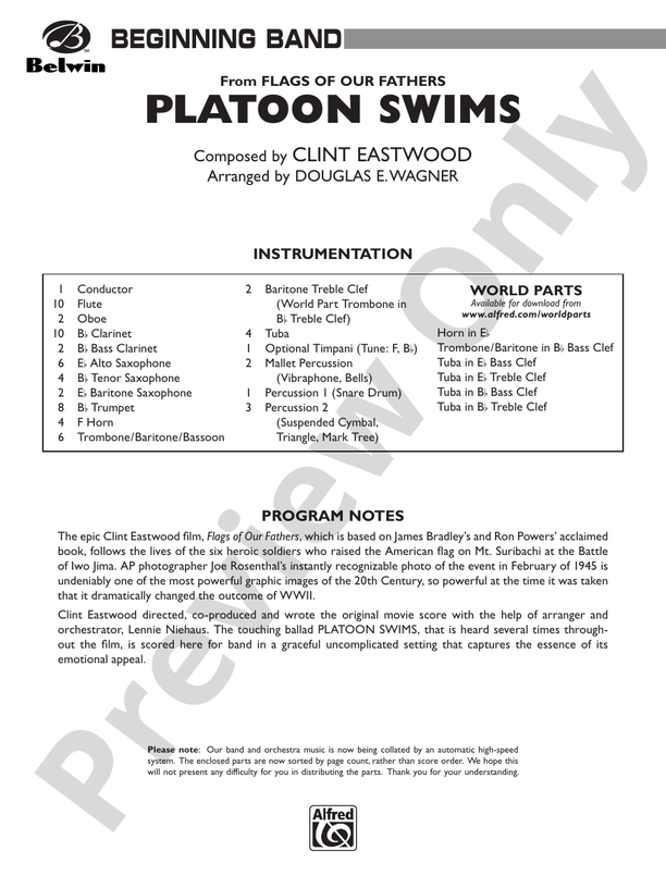 Platoon Swims - Concert Band Conductor Score & Parts (Digital Download)