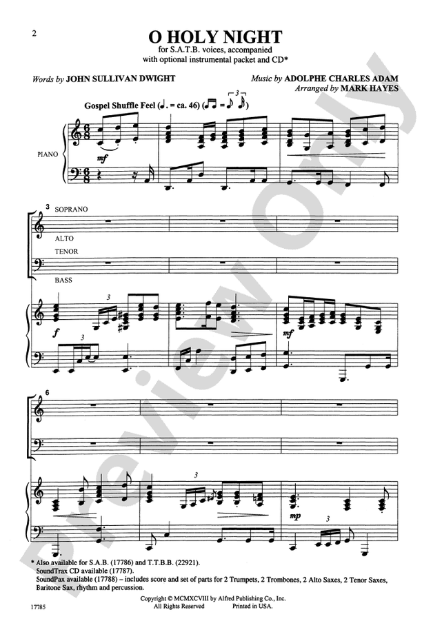 O Holy Night - SATB Choral Octavo (Digital Download)