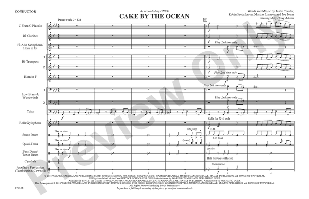 Cake by the Ocean – Marching Band Conductor Score & Parts (Digital Download)