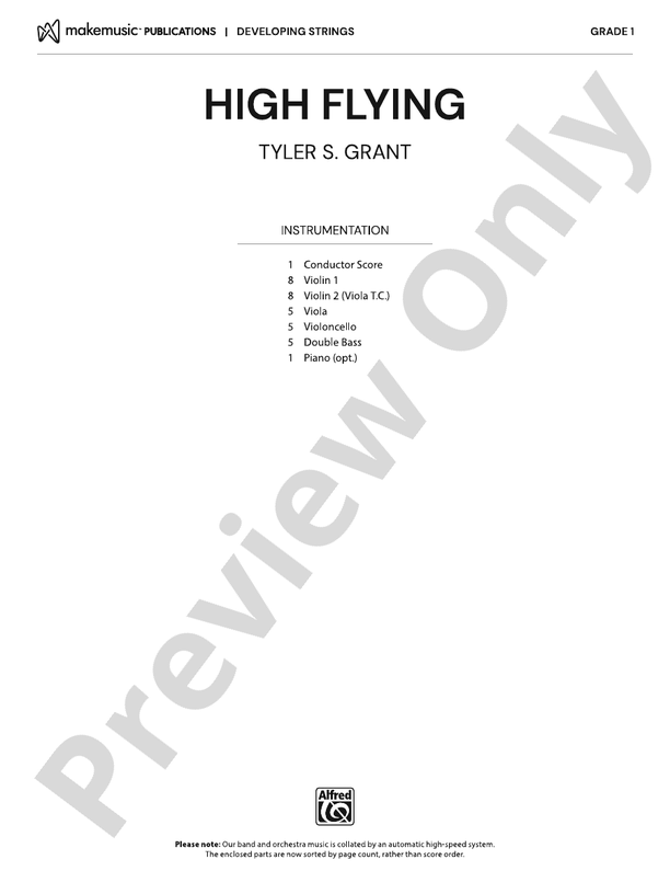 High Flying – String Orchestra Conductor Score & Parts (Digital Download)