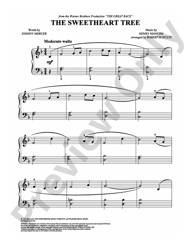 The Sweetheart Tree - Arr. Robert Schultz - Easy Piano (Digital Download)