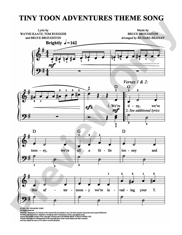 Tiny Toon Adventures Theme Song - DSM-PS-0002813 - Easy Piano (Digital Download)