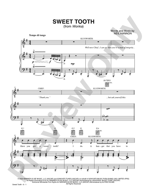 Sweet Tooth (from Wonka) - PVG (Digital Download)