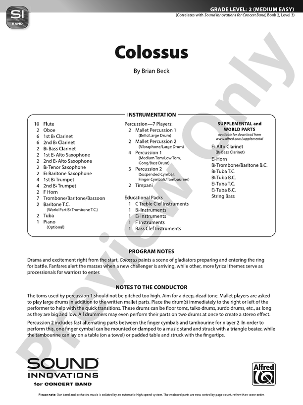 Colossus - Concert Band Conductor Score & Parts(Digital Download)