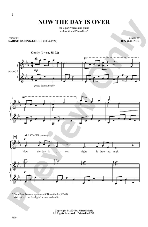 Now the Day Is Over - 2 Part Treble Choral Octavo (Digital Download)
