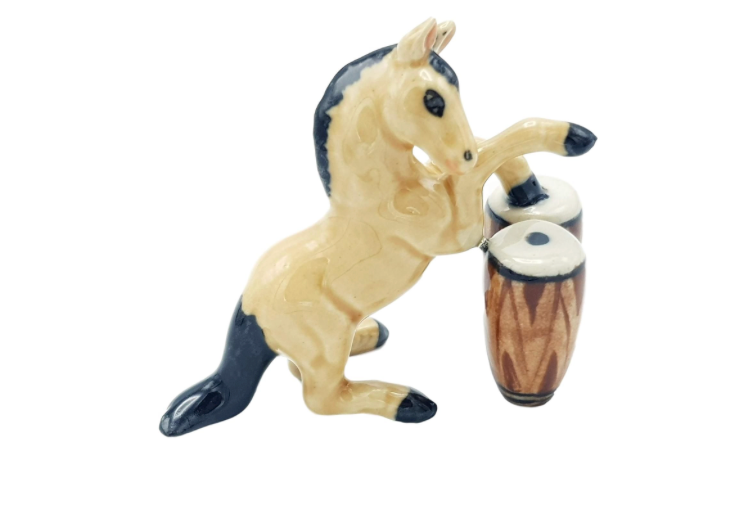 Porcelain Figurine Horse Playing the Bongos