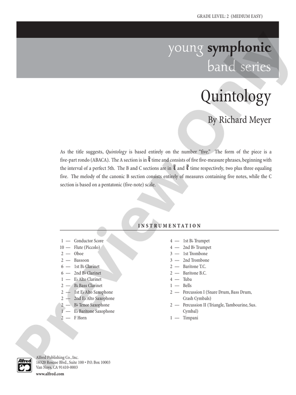 Quintology - Concert Band Conductor Score & Parts (Digital Download)