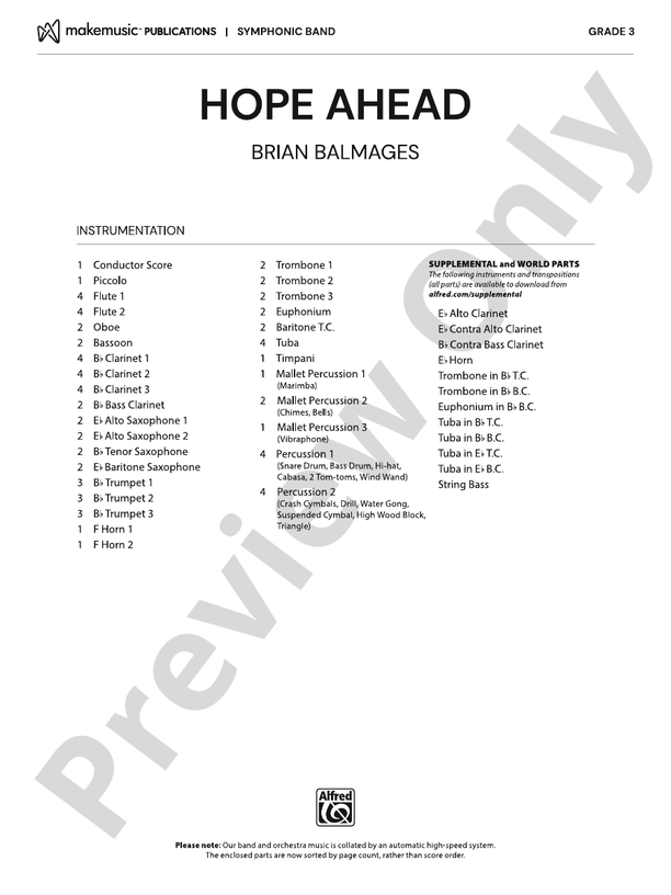 Hope Ahead - Concert Band Conductor Score & Parts(Digital Download)