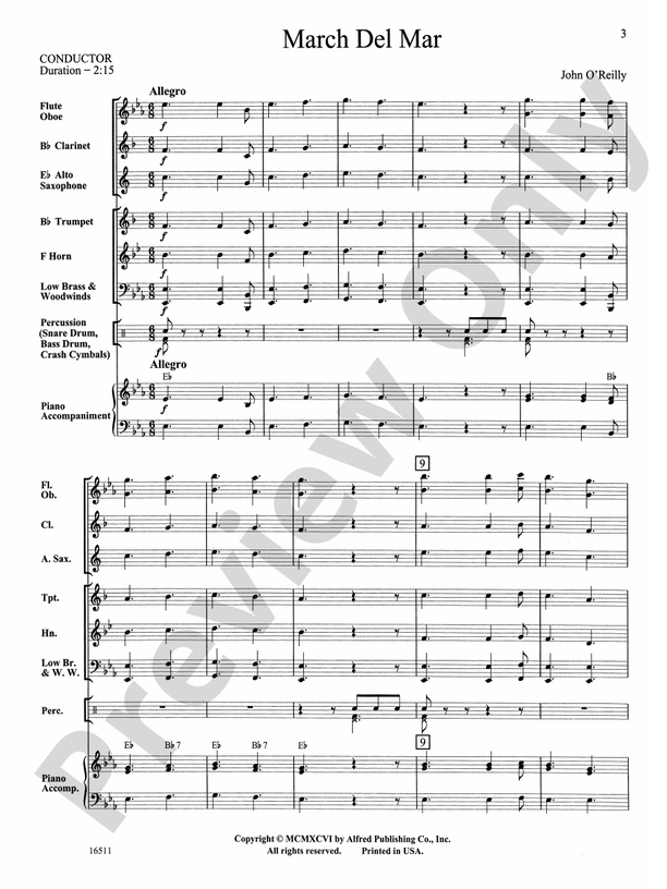 March Del Mar - Concert Band Conductor Score & Parts (Digital Download)