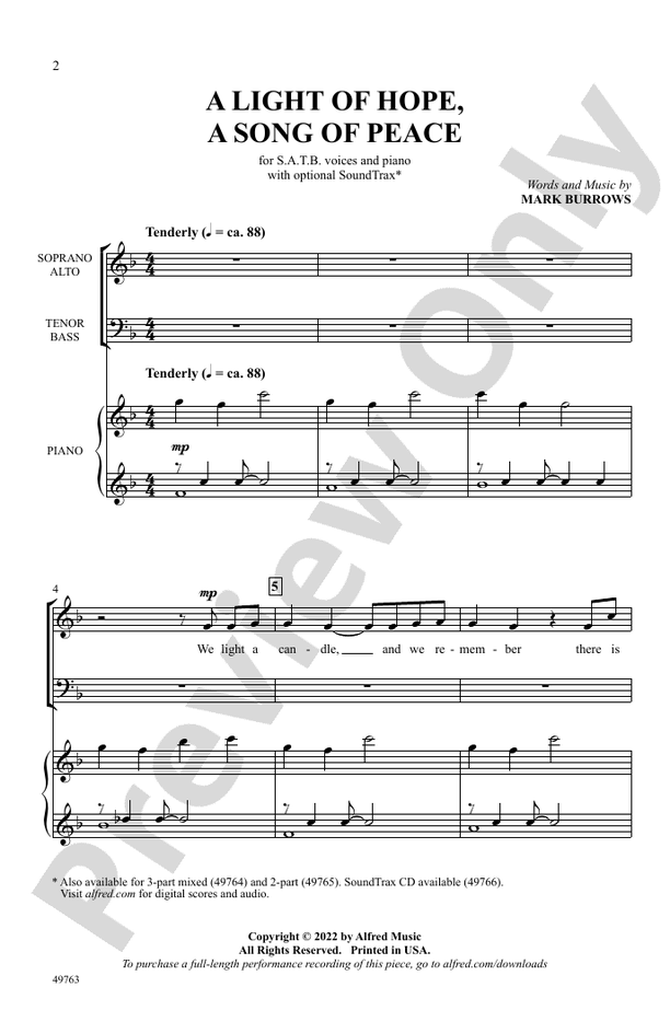 A Light of Hope, A Song of Peace - SATB Choral Octavo (Digital Download)