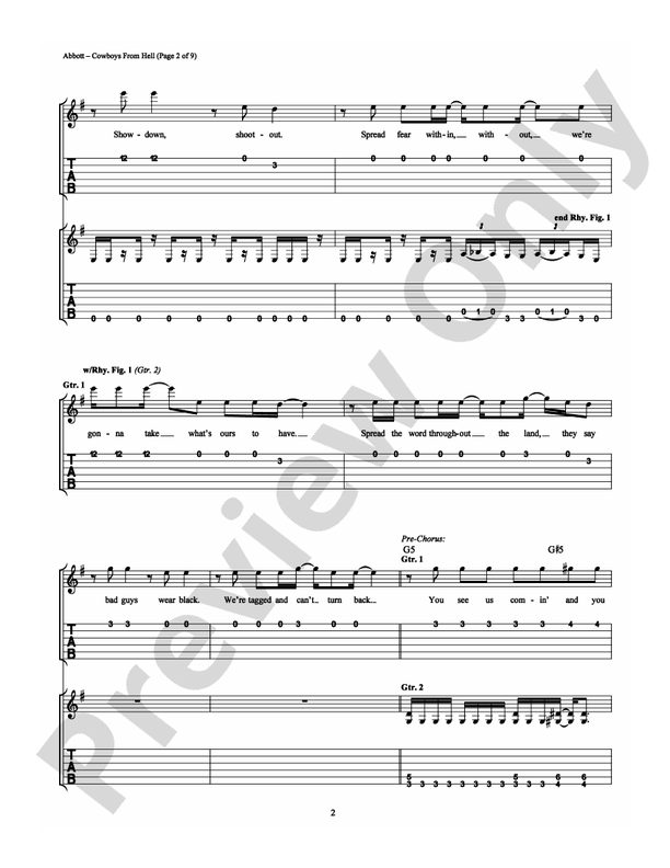 Cowboys From Hell - Easy Guitar (Digital Download)