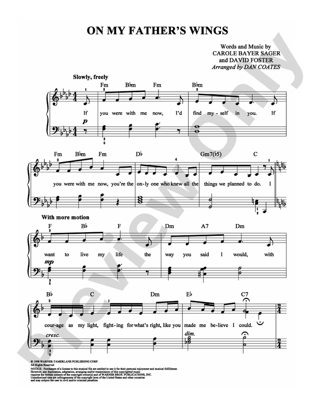 On My Father's Wings - Arr. Dan Coates - Easy Piano (Digital Download)