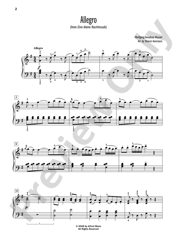 Allegro (from "Eine kleine Nachtmusik") - Piano Solo (Digital Download)
