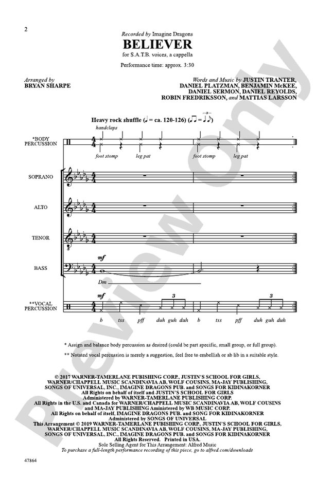 Believer – SATB, a cappella Choral Octavo (Digital Download)