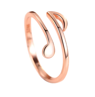 Rose Gold Adjustable Ring with a Quaver Shape
