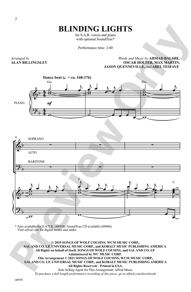 Blinding Lights – SAB Choral Octavo (Digital Download)