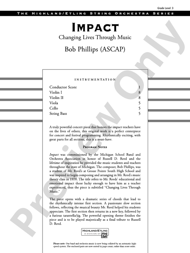 Impact – String Orchestra Conductor Score & Parts (Digital Download)