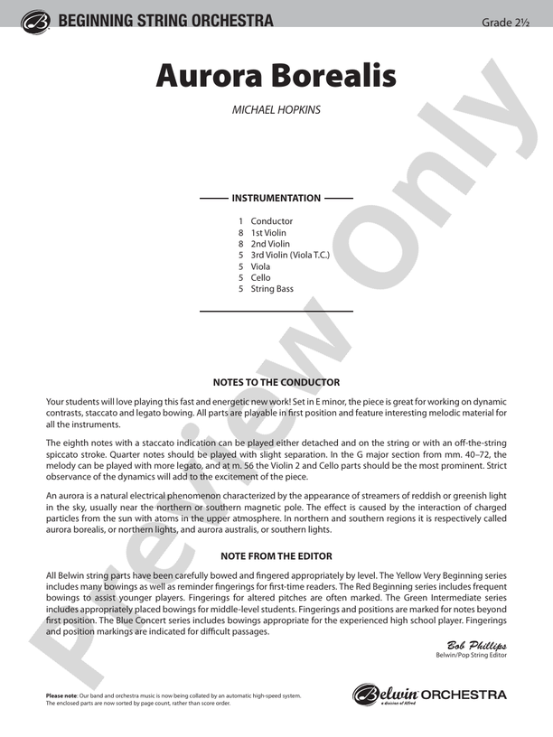 Aurora Borealis – String Orchestra Conductor Score & Parts (Digital Download)