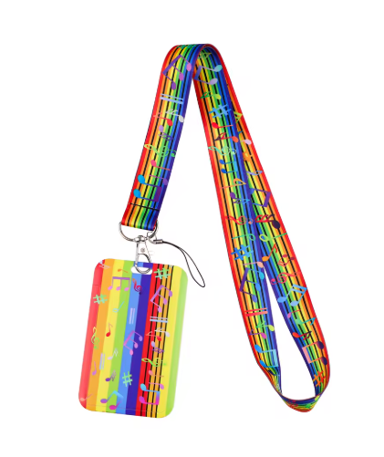 Lanyard and ID Tag with Colourful Notes and Clefs
