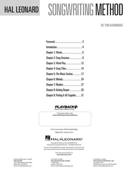 Hal Leonard Songwriting Method - Text/Audio Access Online Hal Leonard 350185