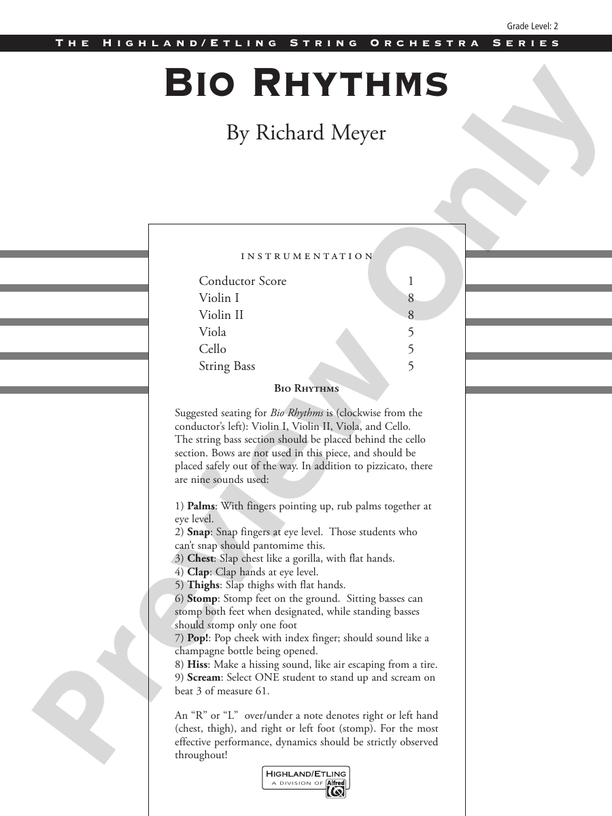 Bio Rhythms – String Orchestra Conductor Score & Parts (Digital Download)