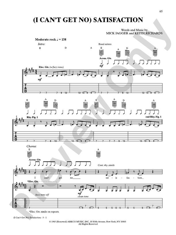 (I Can't Get No) Satisfaction - Guitar TAB (Digital Download)