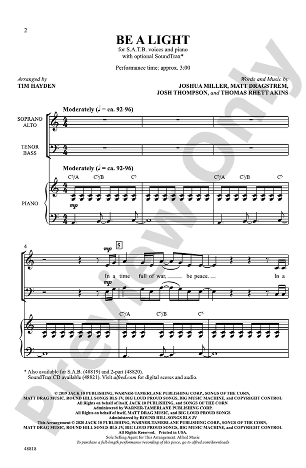 Be a Light – SATB Choral Octavo (Digital Download)