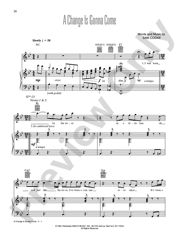 A Change Is Gonna Come - Sam Cooke - PVG (Digital Download)