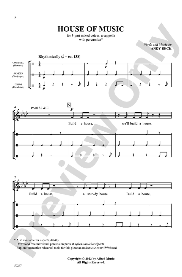 House of Music - 3-Part Mixed A Cappella Choral Octavo (Digital Download)