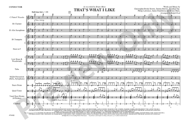 That's What I Like – Marching Band Conductor Score & Parts (Digital Download)
