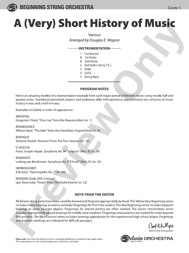 A (Very) Short History of Music - String Orchestra Conductor Score & Parts (Digital Download)