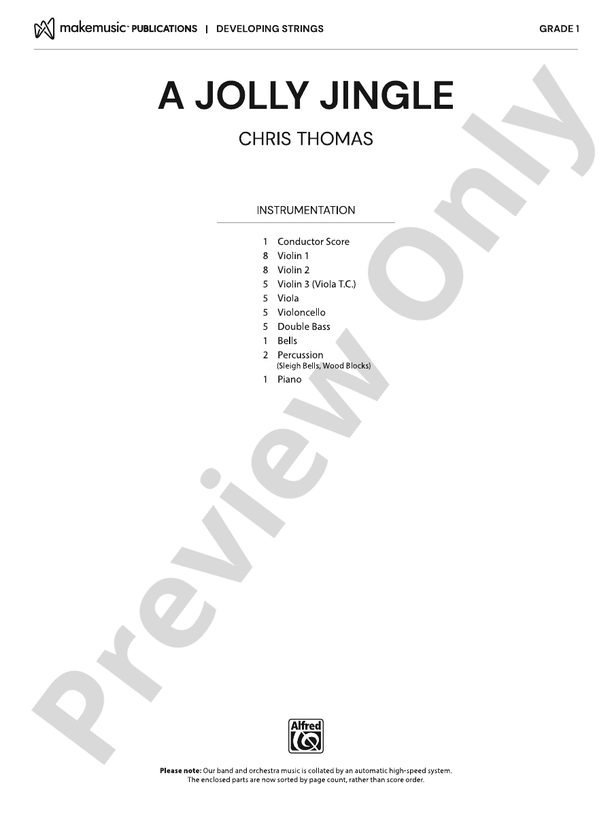 A Jolly Jingle – String Orchestra Conductor Score & Parts (Digital Download)