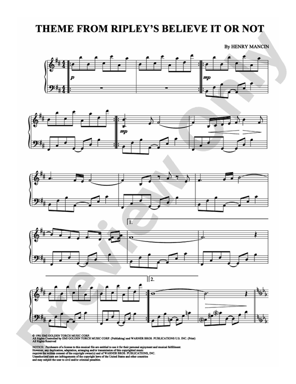 Theme From Ripley's Believe it Or Not - Piano (Digital Download)