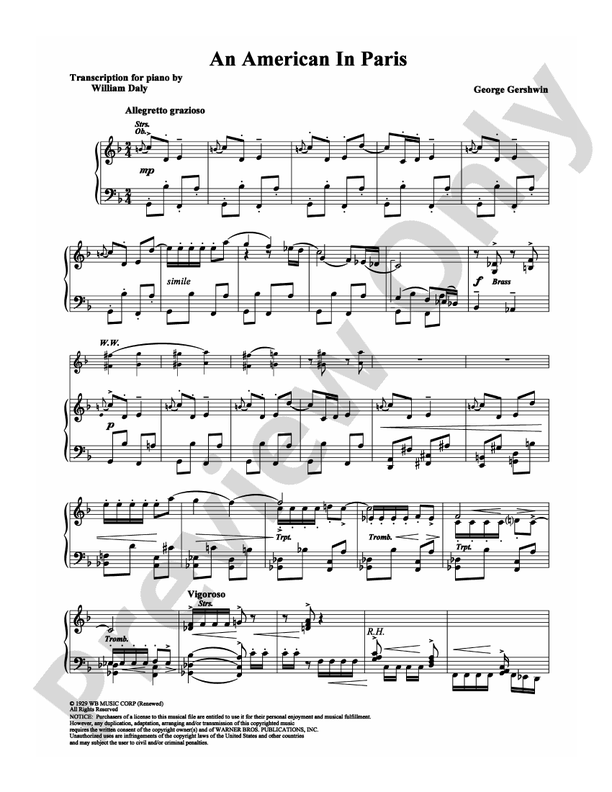 An American in Paris - Piano (Digital Download)