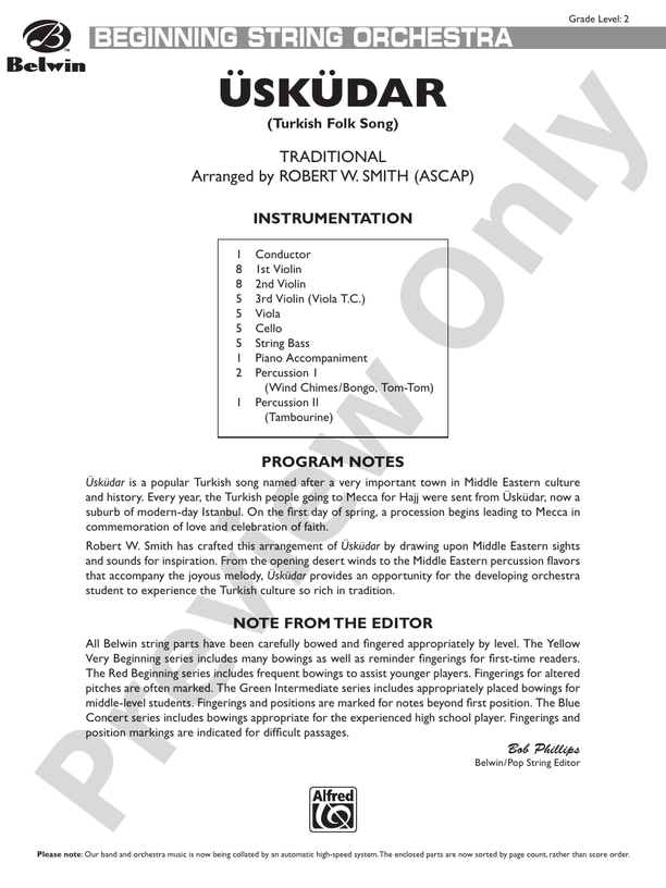Uskudar – String Orchestra Conductor Score & Parts (Digital Download)