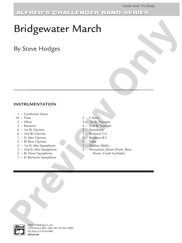 Bridgewater March - Concert Band Conductor Score & Parts (Digital Download)